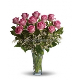 Pink Roses In Vase