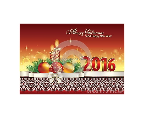 Christmas Card With Candles & X-Mas Balls