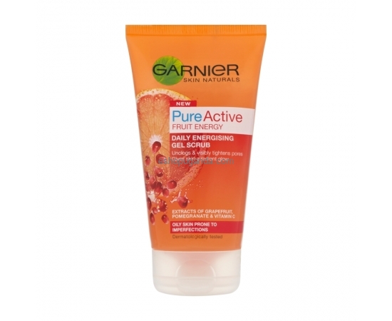 Garnier Skin Naturals Pure Active Fruit Energy Daily Energising Gel Scrub - Oily Skin 150ml