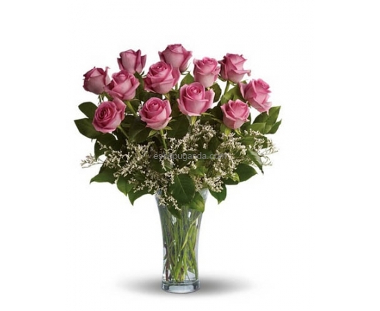 Pink Roses In Vase